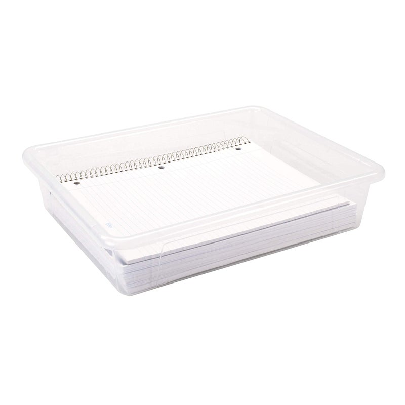 Storex Letter Size Flat Storage Tray - Organizer Bin for Classroom, Office and Home, Clear, 5-Pack (62531A05C), 10 x 13 x 3 Inches - Image 5